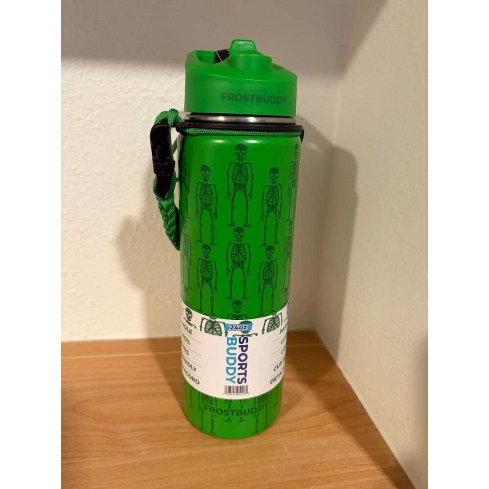 Frost Buddy 24 oz Sports Buddy Glow in the Dark Skeleton Water Bottle NWT